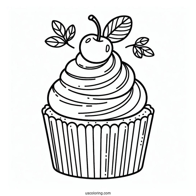 Coloring Sheet Of a Cupcake For Preschoolers