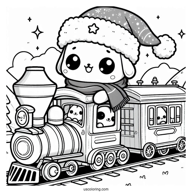 Kawaii Polar Express Coloring Page Passengers For Preschoolers