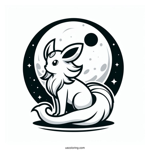Ninetales In Front Of Full Moon Coloring Page