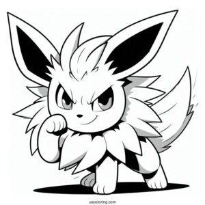 Smirking Jolteon Coloring Page In Fighting Stance