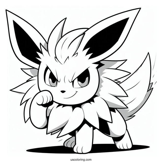 Smirking Jolteon Coloring Page In Fighting Stance