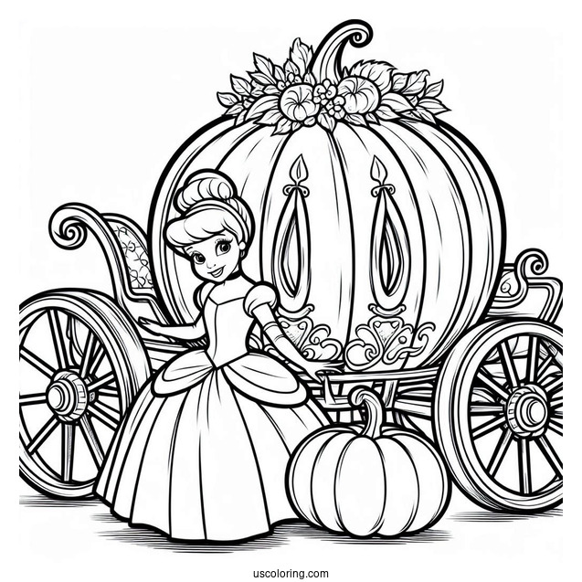 Cinderella Pumpkin Coach Coloring Sheet