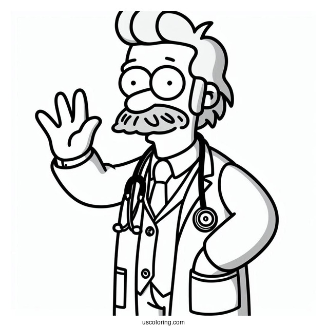 Simpsons Coloring Pages Of Dr Nick Riviera Waving For Kids