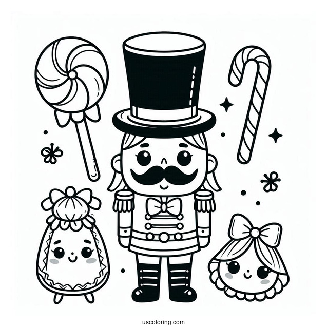 Cute Nutcracker Coloring Page With Top Hat And Mustache For Kids