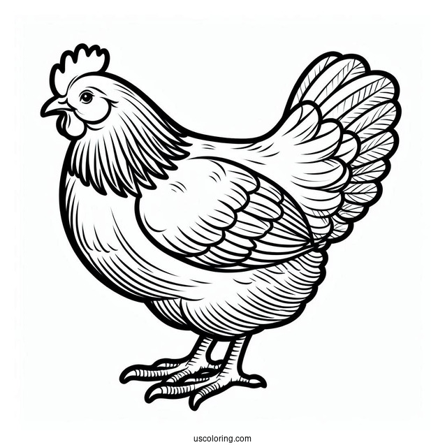Easy Outline Of a Common Farm Chicken