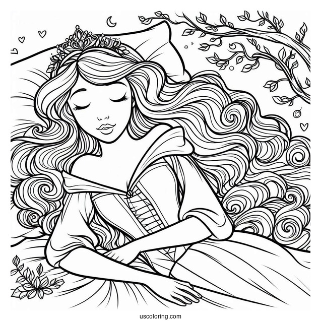 Young Sleeping Beauty Coloring Page Aurora For Kids
