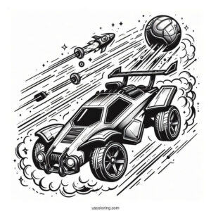 Rocket League Coloring Page Battle Car In The Air With The Ball