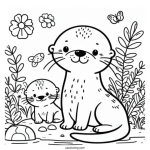 Simple Otter Coloring Page Standing For Kids