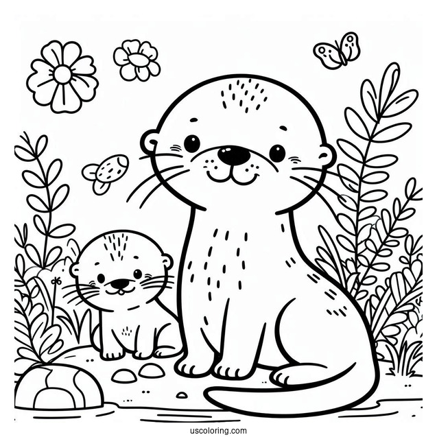 Simple Otter Coloring Page Standing For Kids