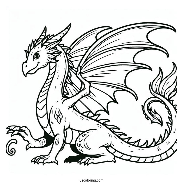 Easy To Color In Dragon For Preschoolers