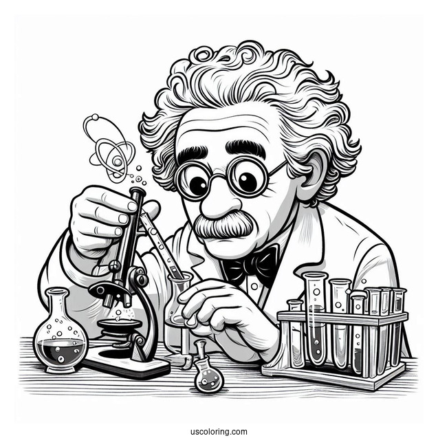 Albert Einstein Performing Laboratory Science Coloring Page Of Experiment
