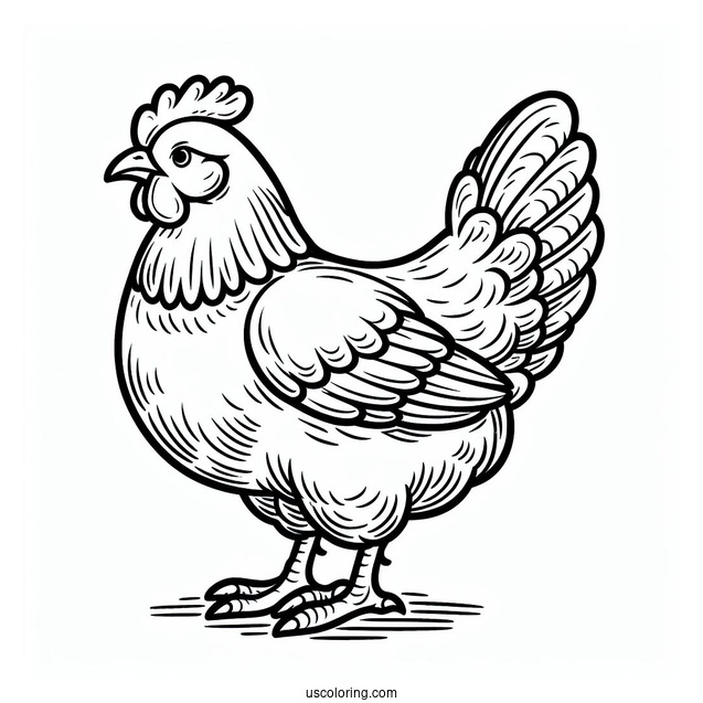 Easy Outline Of a Common Farm Chicken