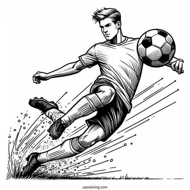 Soccer Player Doing a Header To Color