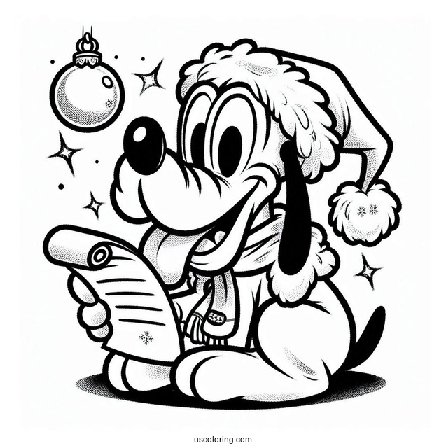 Pluto Coloring Page Biting Letter To Santa For Christmas