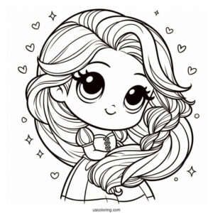 Cute Coloring Page Of Cute Rapunzel Twirling Hair