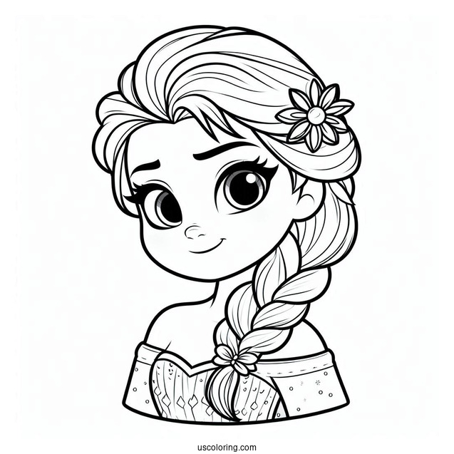 Elsa As A Kid Easy Coloring Sheet