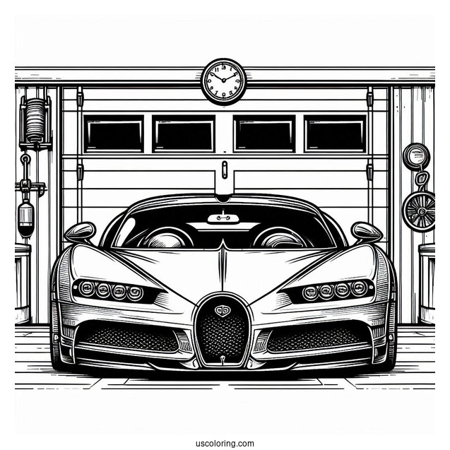 Bugatti Coloring Page Centodieci Inside Garage