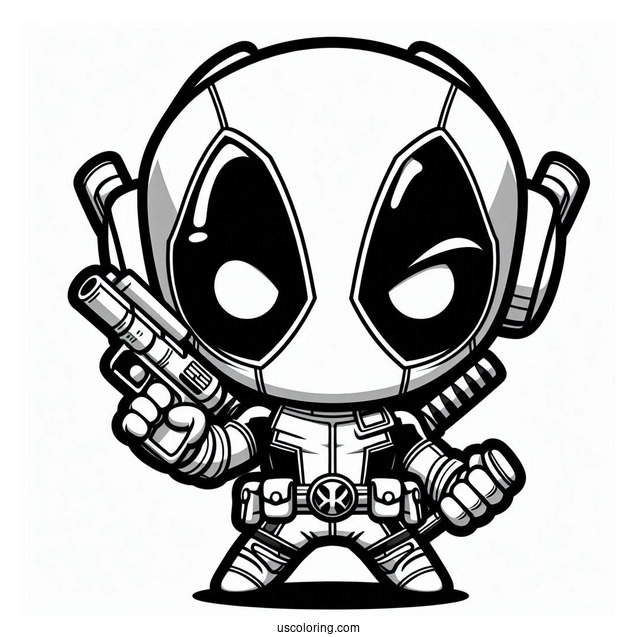 Chibi Deadpool Coloring Page