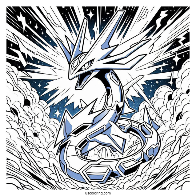 Azure Burst Rayquaza Coloring Page Pokemon Card
