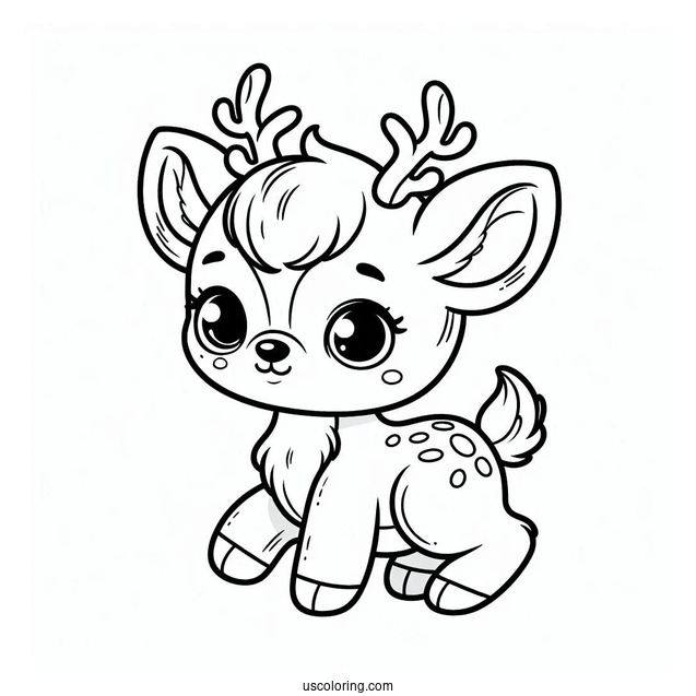 Cute Baby Reindeer To Color For Kids