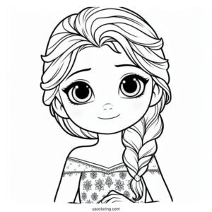 Young Elsa As A Child Simple Coloring In