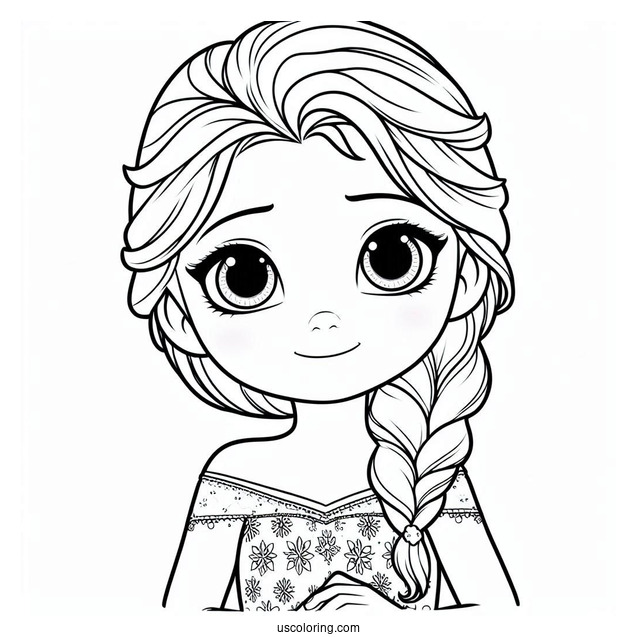 Young Elsa As A Child Simple Coloring In
