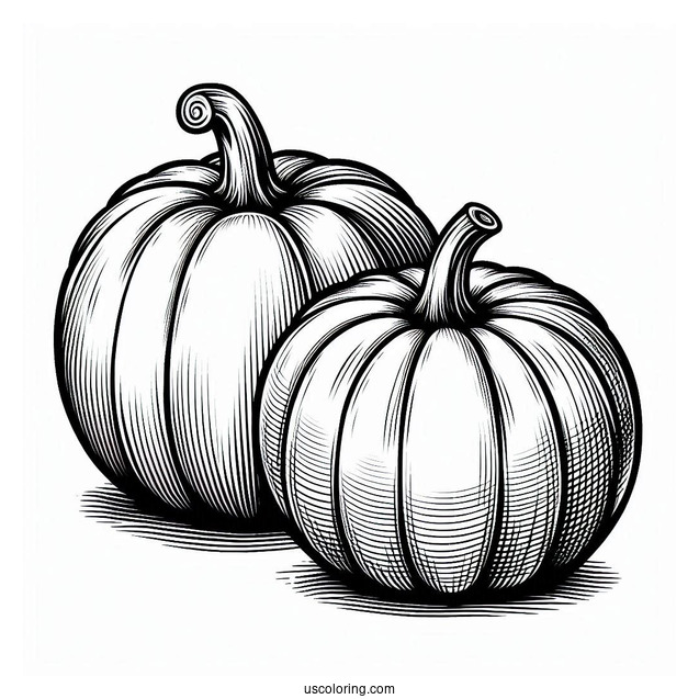 Two Different Sized Pumpkin Coloring Page