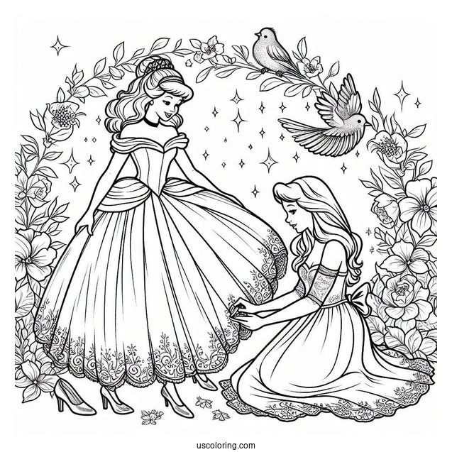 Cinderella Being Dressed My Magical Birds
