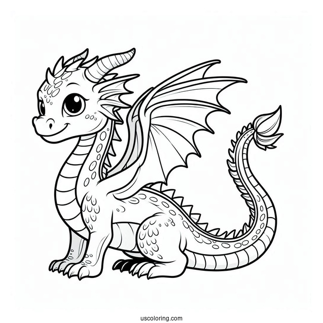 Easy To Color Dragon For Toddlers