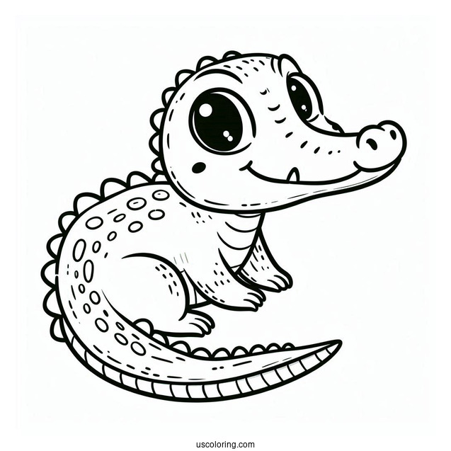 Easy Outline Of a Crocodile For Preschoolers