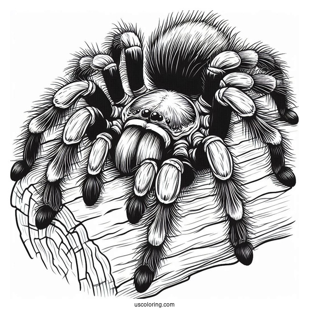 Tarantula Spider Resting On Log To Color