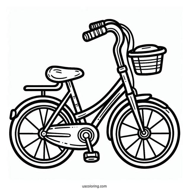 Cartoon Bicycle Coloring Page Outline For Preschoolers