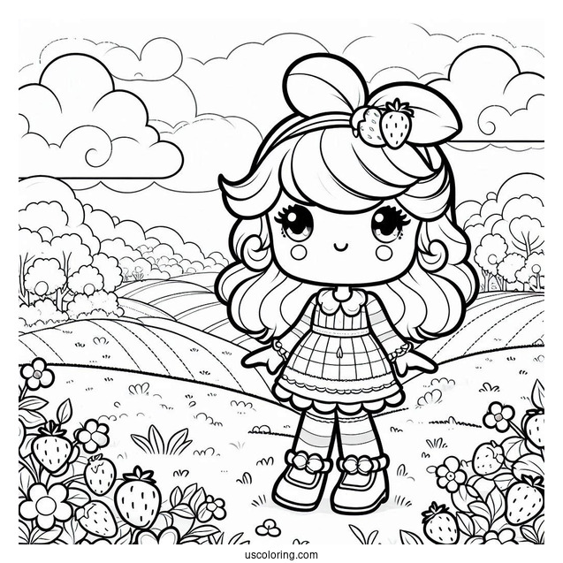 Strawberry Shortcake Coloring Page Standing In Field