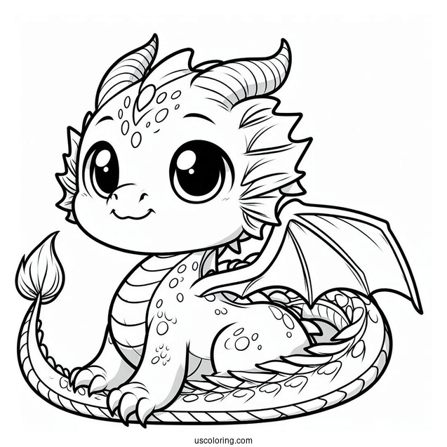 Loveable Looking Cute Dragon To Color