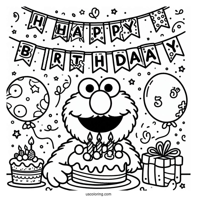 Happy Birthday Elmo Coloring Sheet