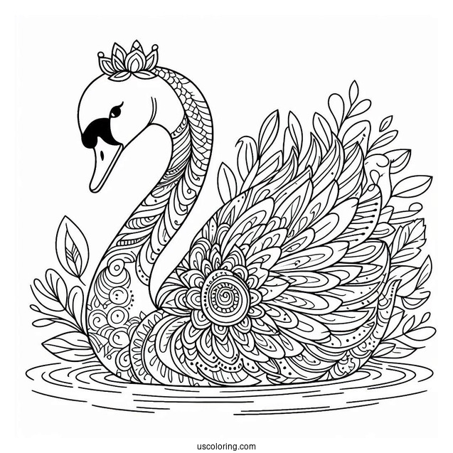 Swan Coloring Page Mandala