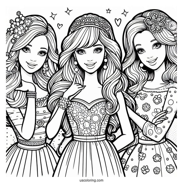 Barbie Friends Forever Coloring Page