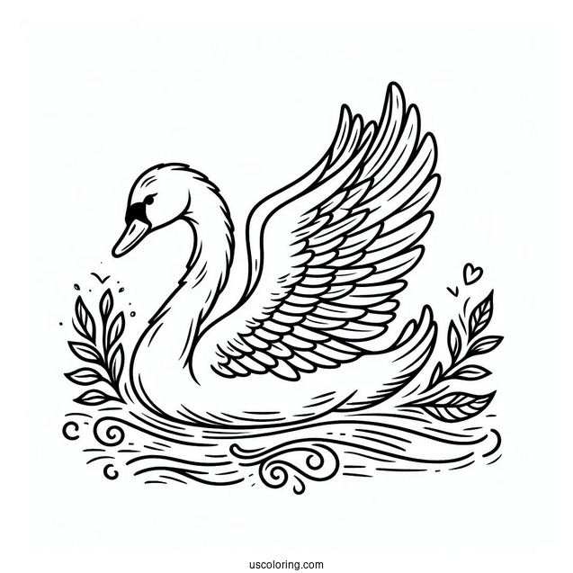 Swan Coloring Page Flying