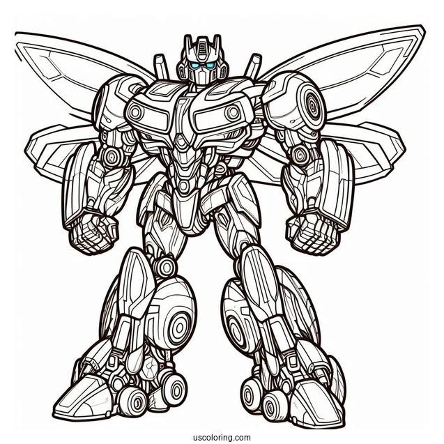 Easy Outline Of Bumblebee Transformer Robot To Color