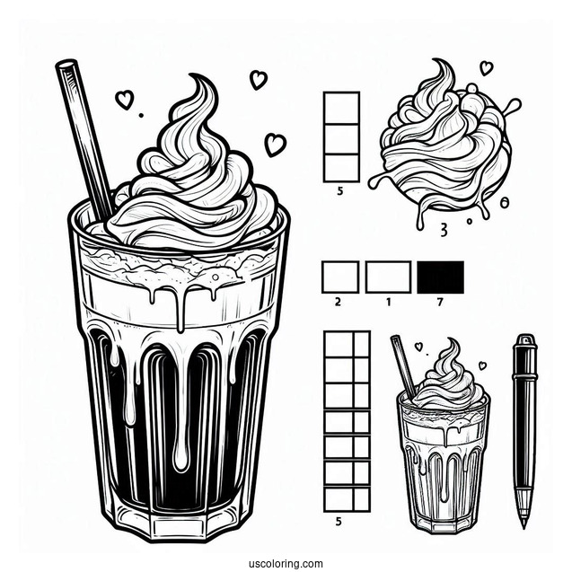 Iced Coffee Coloring Pages Of Whipped Cream And Syrup