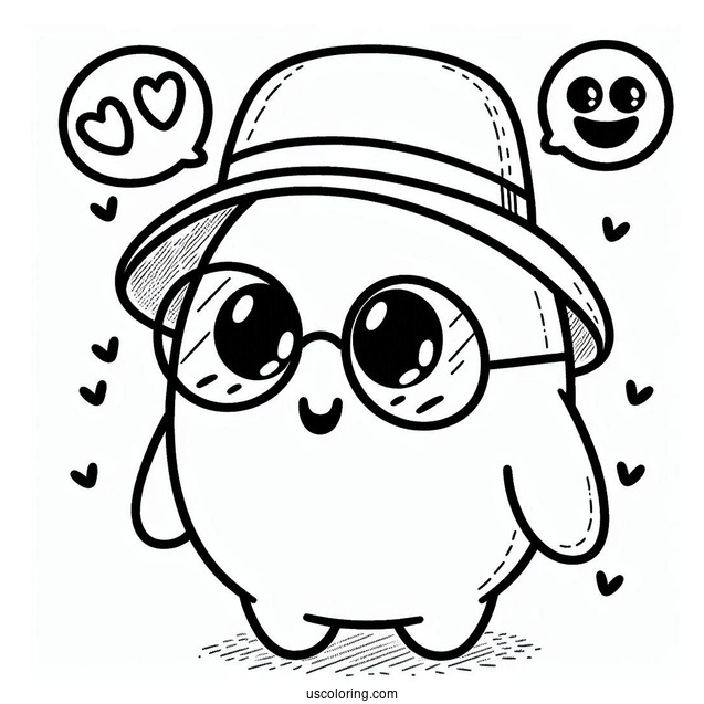 Boo In Bowl Hat And Shy Guy Coloring Page Wearing Aviator Glasses