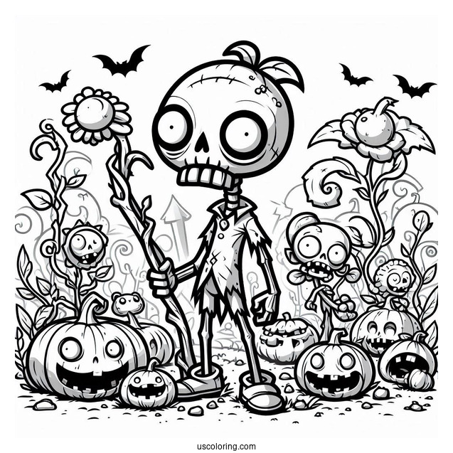 Coloring Sheet Of Halloween Themed Zombie