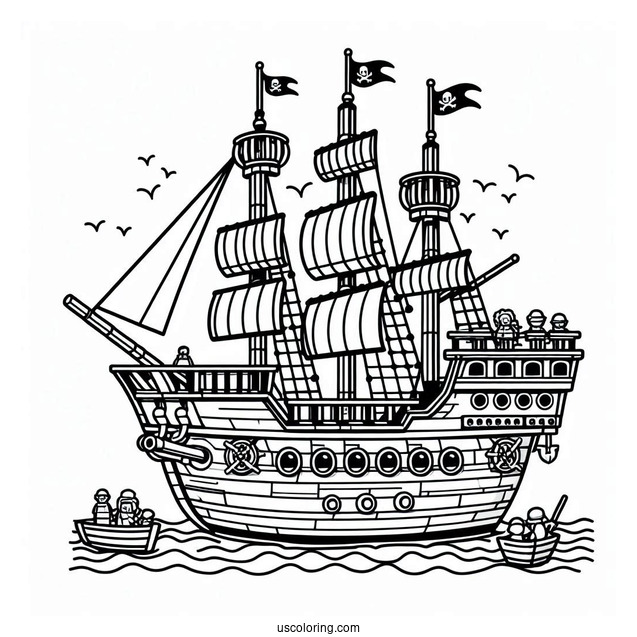 Lego Pirate Ship Coloring Page For Kids
