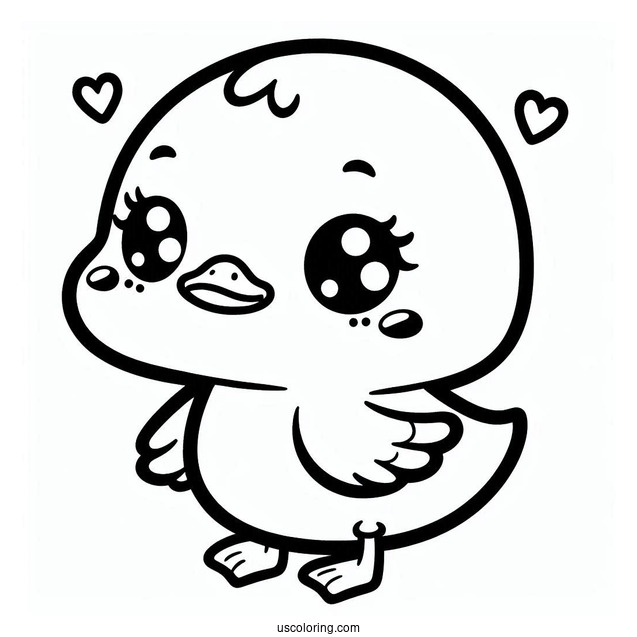 Kawaii Duck Coloring Page