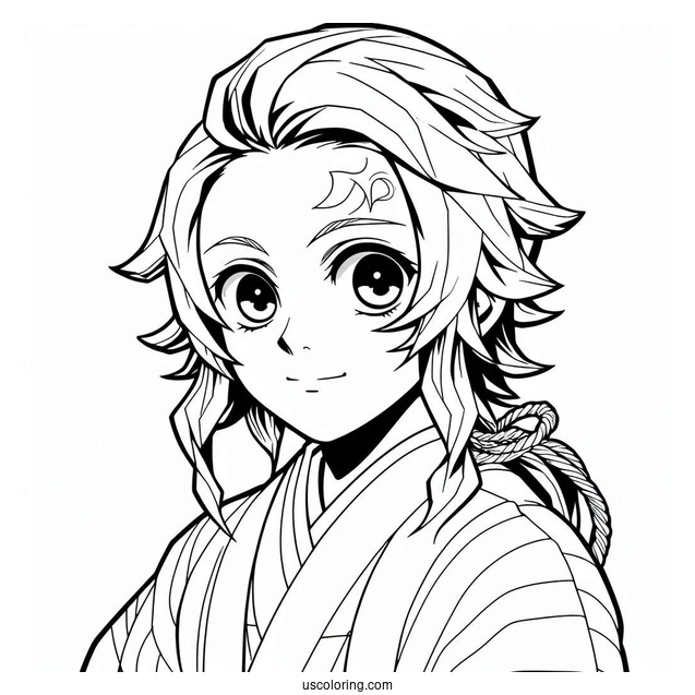 Close Up Of Tanjiro Coloring Page