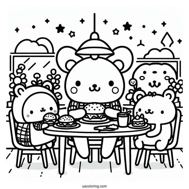 Sumikko Gurashi Coloring Page Of Summiko Gurashi Friends In Diner With Minnikos