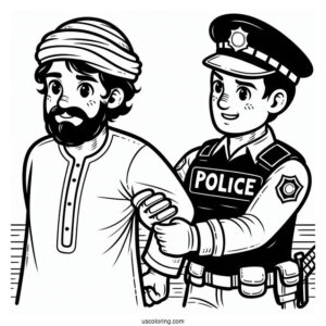 Criminal Being Arrested By Police Man To Color