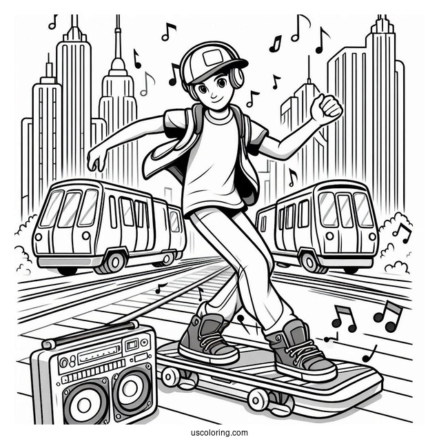 Subway Surfers Coloring Page Fresh Dancing To Stereo Music