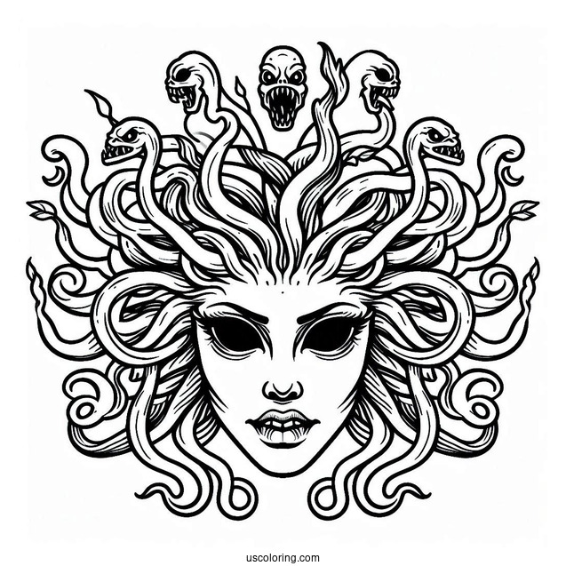 Scary Medusa Coloring Page Head For Kids