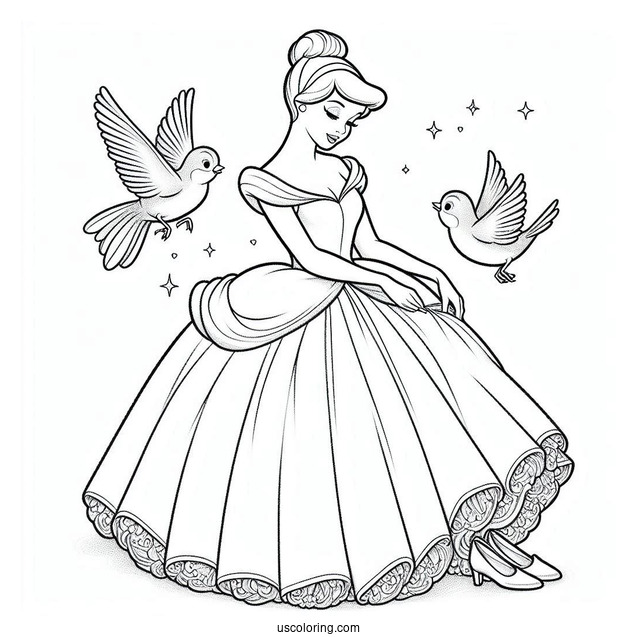 Cinderella Being Dressed My Magical Birds